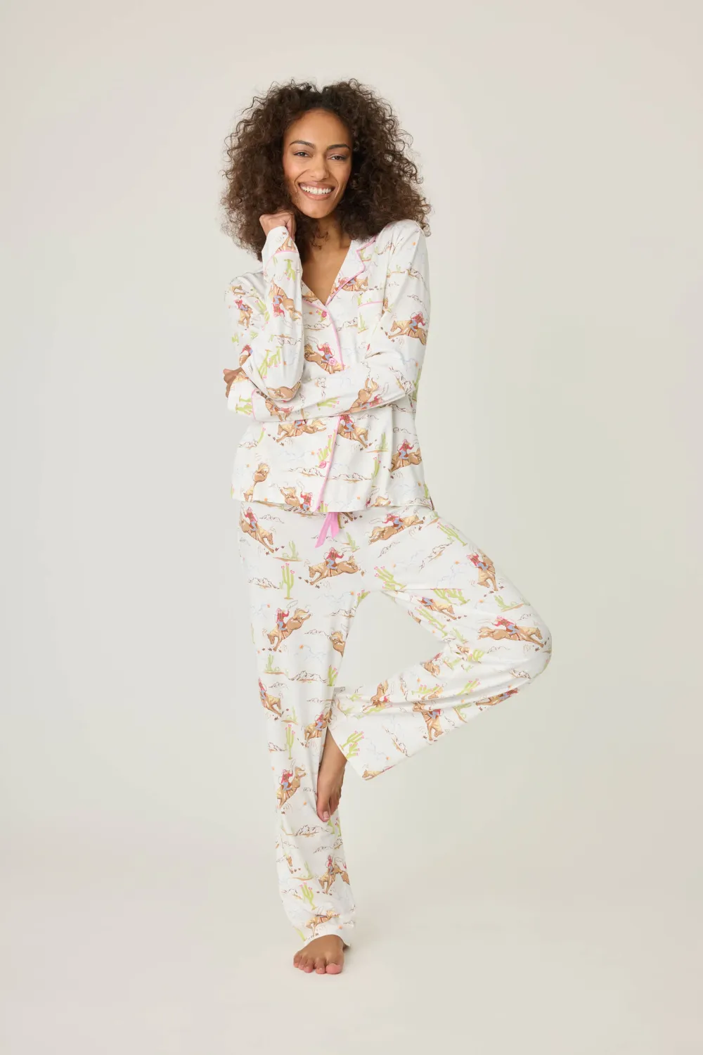 PJ Salvage Playful Prints Western PJ Set in Natural