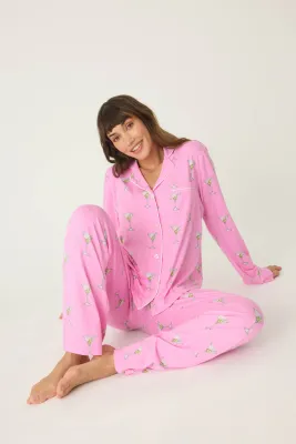 PJ Salvage Playful Prints Drinks PJ Set in Bubblegum PJ Salvage Playful Prints Drinks PJ Set in Bubblegum