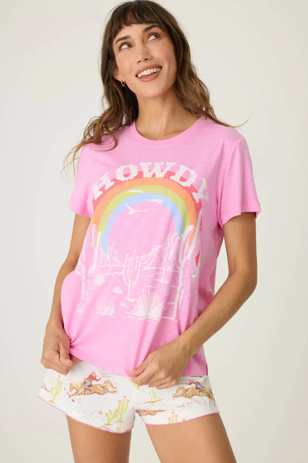 PJ Salvage Playful Prints Western Short Sleeve Tee in Bubblegum