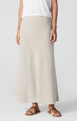 Eileen Fisher Organic Linen Full Length A-Line Bias Skirt in Undyed/Natural