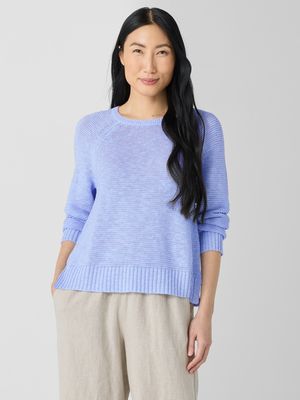 Eileen Fisher Organic Linen Cotton Slub Crew Neck Raglan Sleeve Sweater in Bellflower