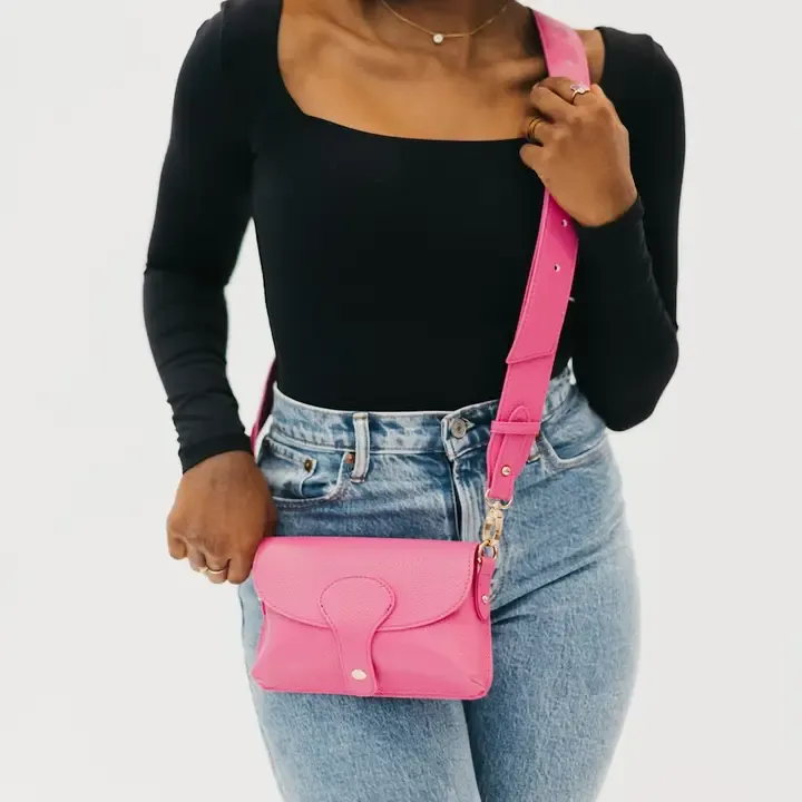 Pretty Simple Khloe Vegan Leather Crossbody in Fuschia