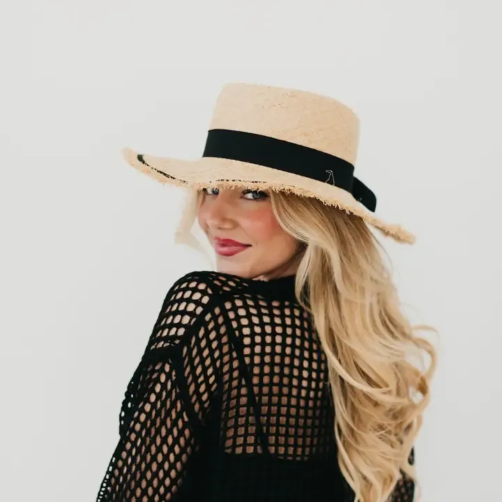 Pretty Simple Blaze Bow Fringe Hat in Cream