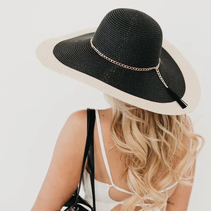 Pretty Simple Miami Summer Wide Floppy Sun Hat in Black