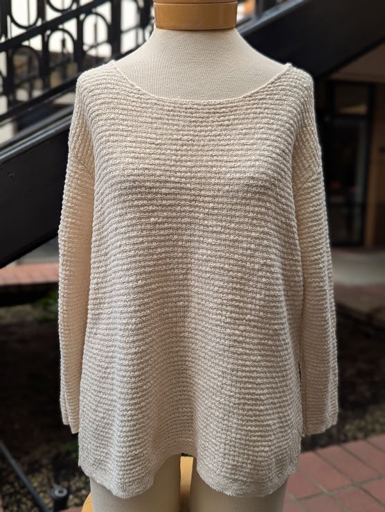 Avalin Long Sleeve U Neck Tuck Stitch Sweater in Natural