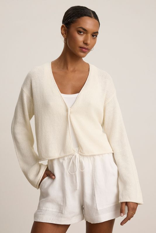 Velvet Verity Cotton Cashmere Cardigan in Milk