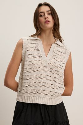 Velvet Renee Crochet Stitch Top in Chalk Velvet Renee Crochet Stitch Top in Chalk