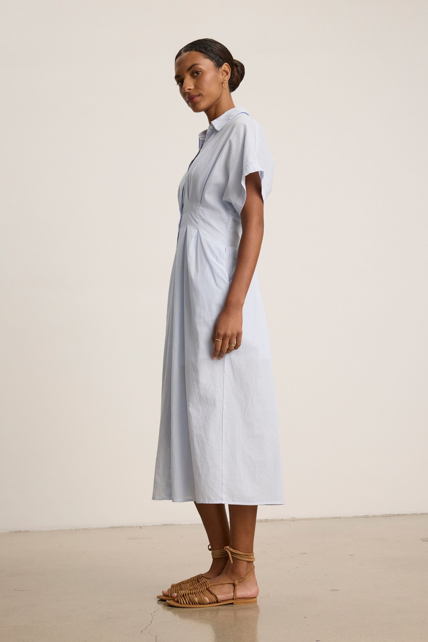 Velvet Riley Yarn Dye Shirting Dress in Blue