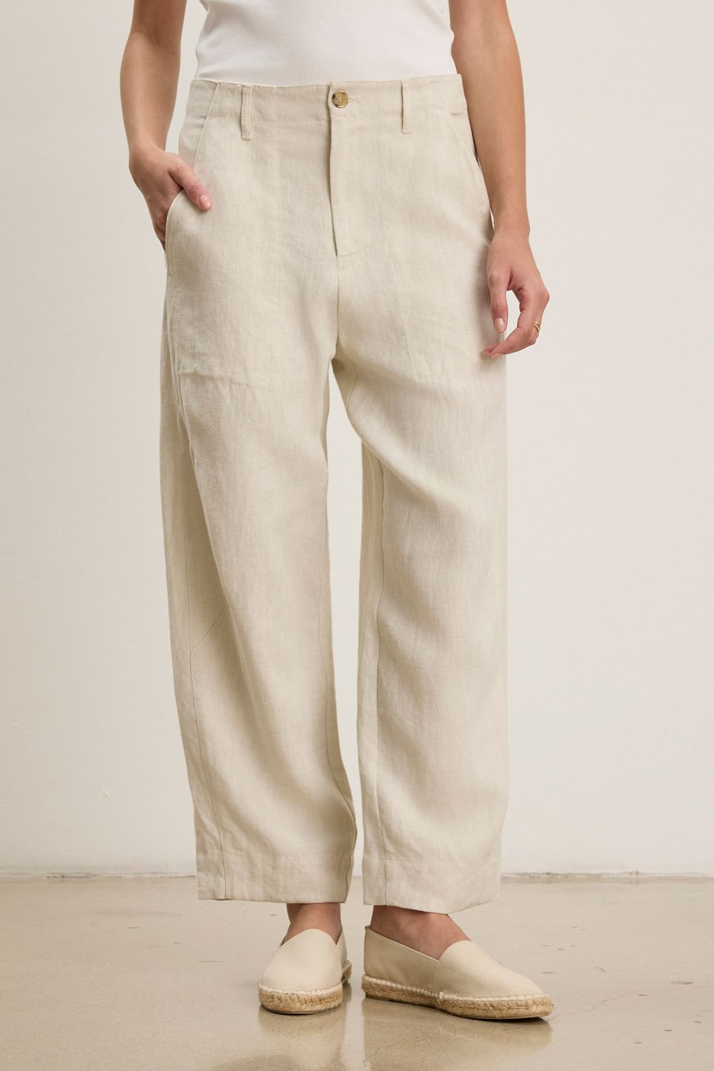 Velvet Issa Heavy Linen Pants in Chalk