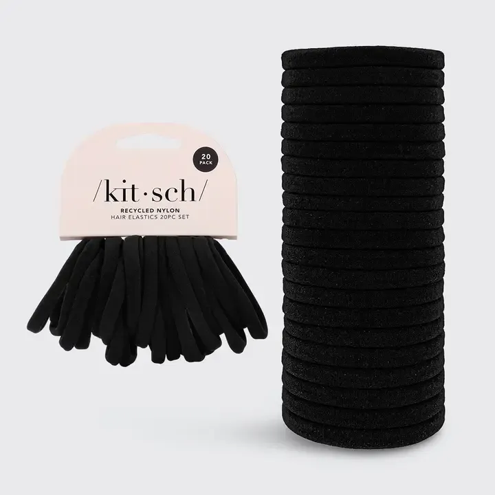Kitsch Eco-Friendly Nylon Elastics 20 Piece Set in Black