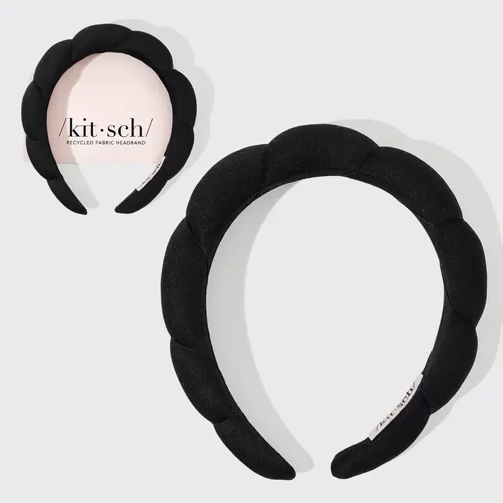 Kitsch Recycled Fabric Puffy Headband in Black