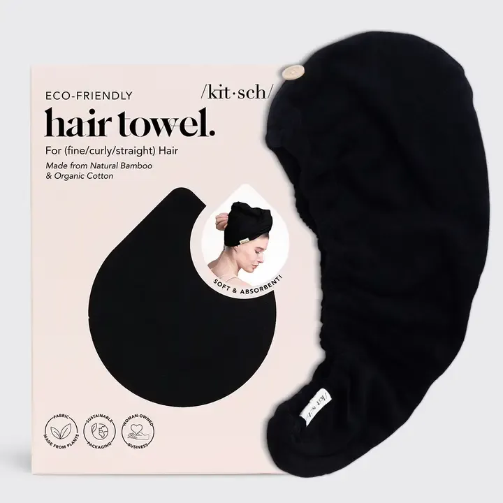 Kitsch Quick Dry Hair Towel in Black