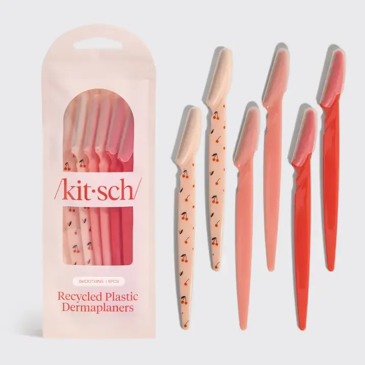 Kitsch Recycled Plastic Dermaplaners 6 Piece Set in Cherry Blossom