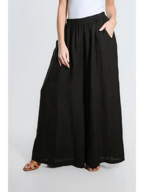 Tees by Tina Angelena Linen Wide Leg Pant in Black