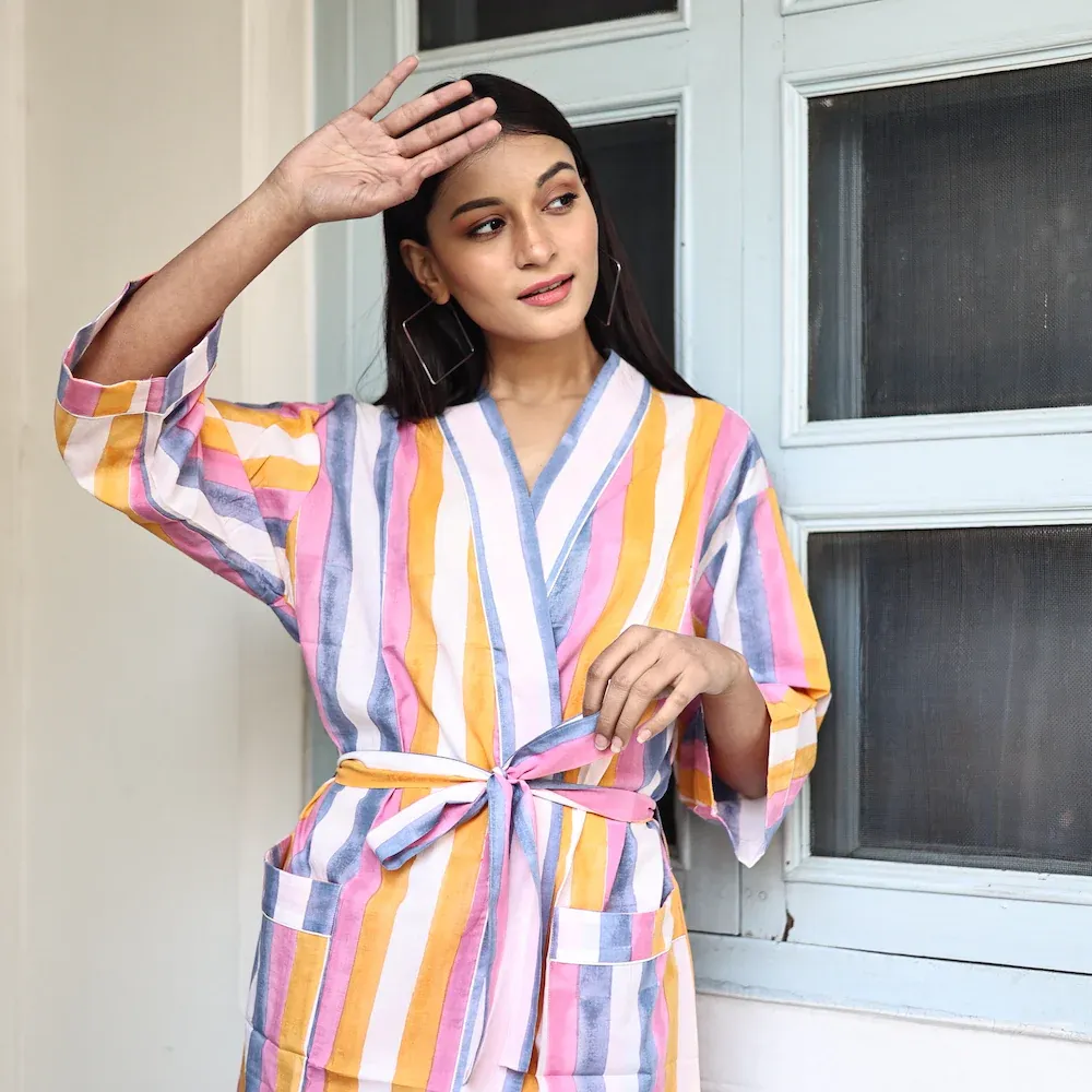 The Fox and The Mermaid Kimono Robe in Rainbow