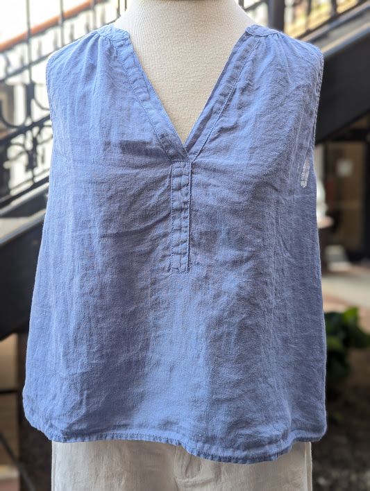 Velvet Tacy Woven Linen Top in Ceramic