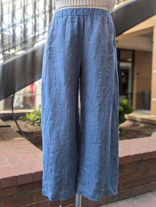 Velvet Lola Woven Linen Pants in Indigo