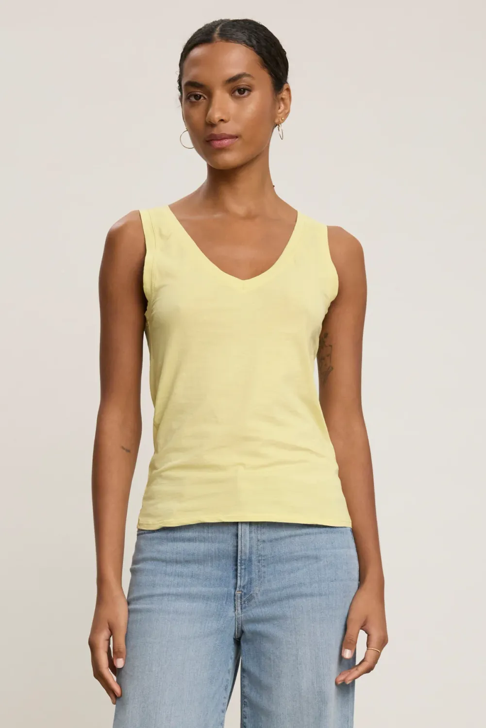 Velvet Evelyn Gauzy Whisper Novelty Tank Top in Irish Moss