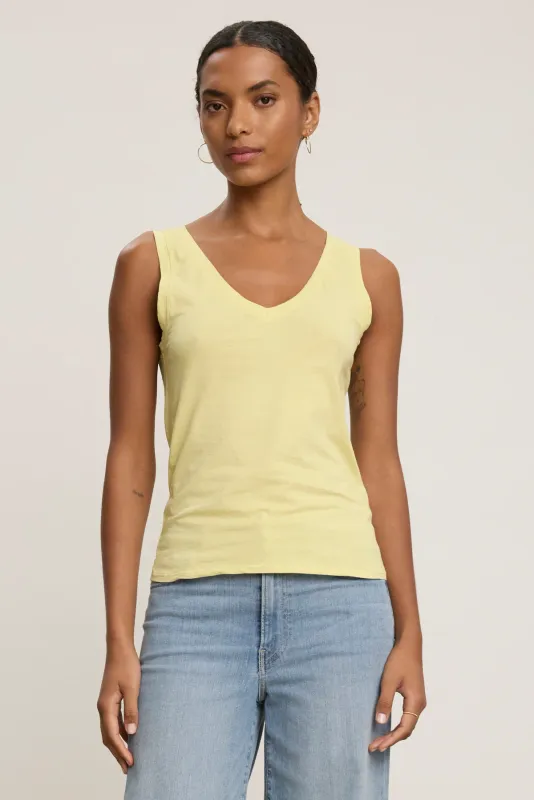 Velvet Evelyn Gauzy Whisper Novelty Tank Top in Irish Moss