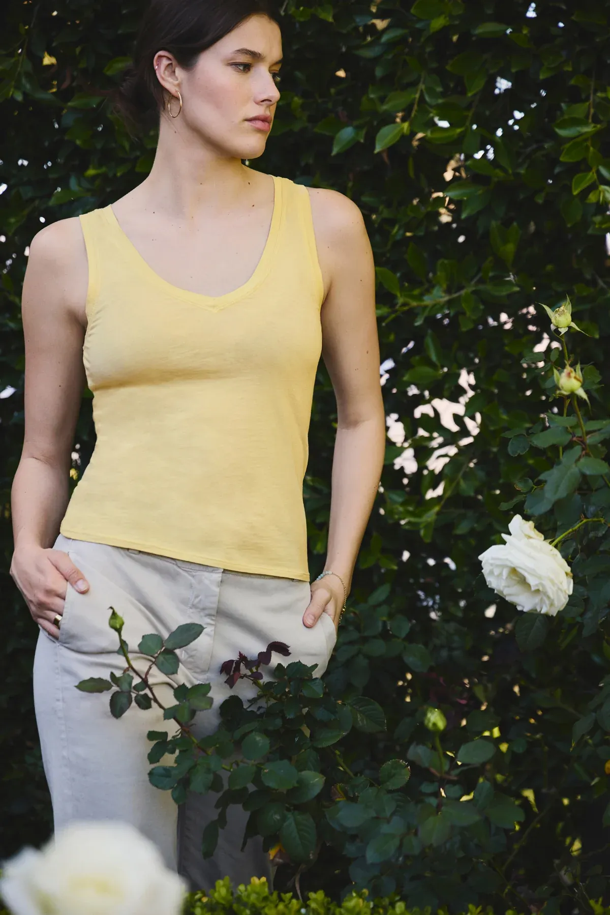 Velvet Evelyn Gauzy Whisper Novelty Tank Top in Irish Moss