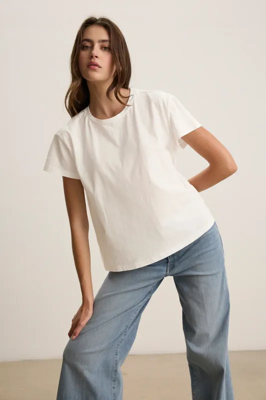 Velvet Topanga Organic Jersey Crew Tee in Beach