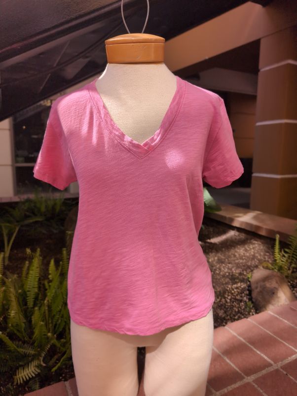 Velvet Eli Originals Short Sleeve V Neck Tee in Zinnia
