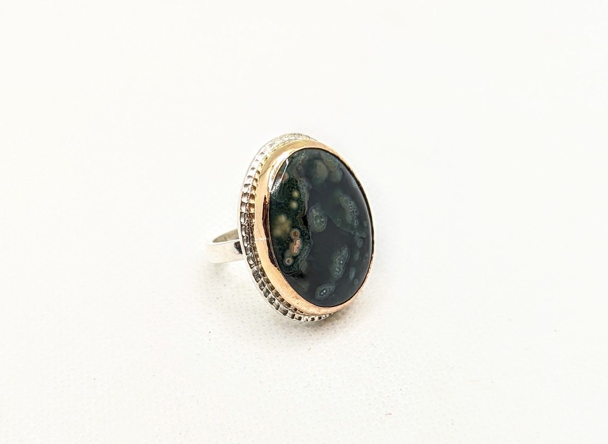 Savage Roots Marguerite Ring in Ocean Jasper