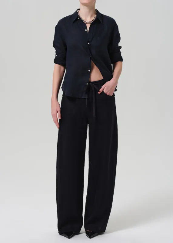 Citizens of Humanity Brynn Drawstring Trouser in Linen Navy