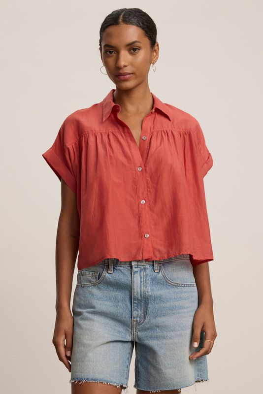 Velvet Rie Silk Cotton Voile Top in Wagon