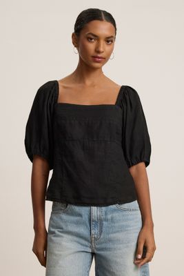 Velvet Olivia Woven Linen Top in Black Velvet Olivia Woven Linen Top in Black