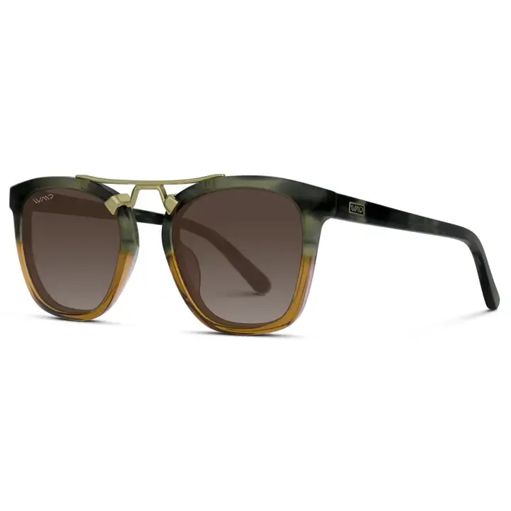 WMP Demi Polarized Square Sunglasses in Desert Sage / Bown Gradient Lens