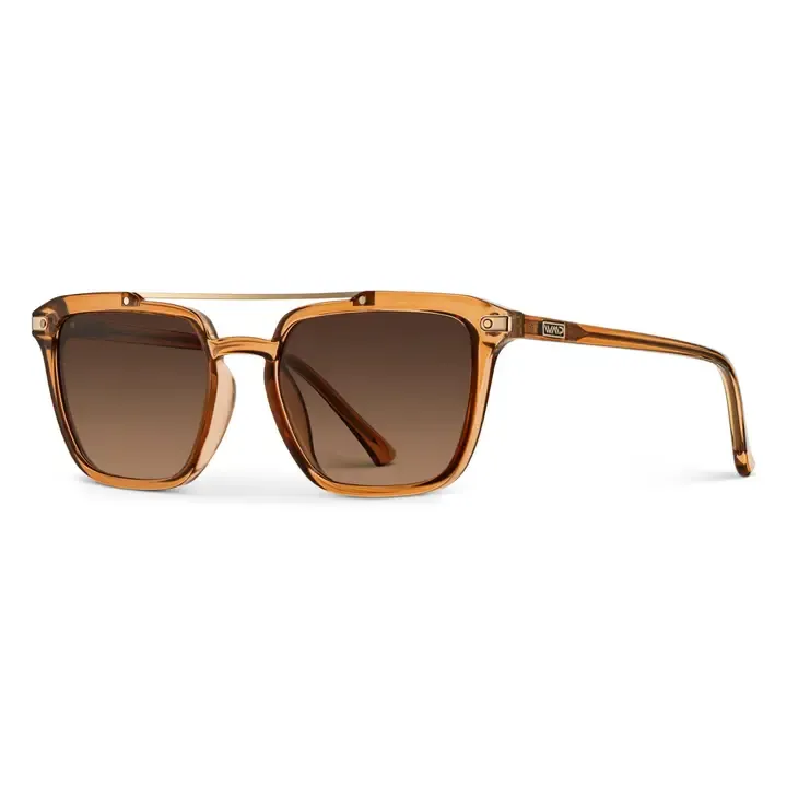 WMP Connor Polarized Sunglasses in Crystal Brown Frame / Brown Gradient Lens