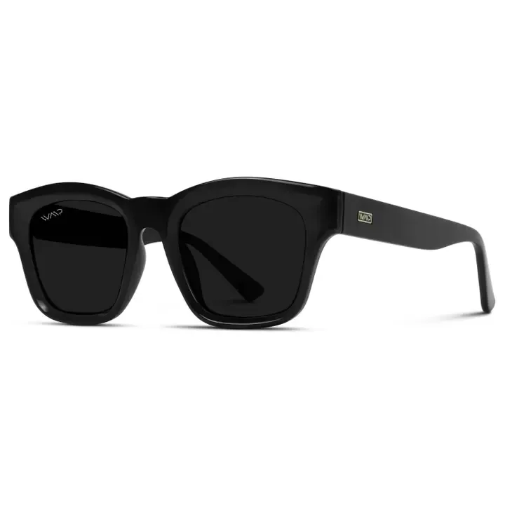 WMP Sedona Polarized Square Sunglasses in Black / Black Lens