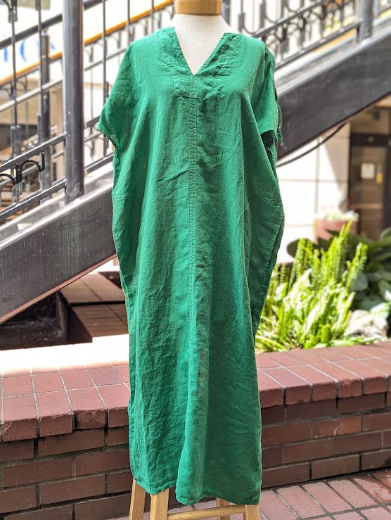 Velvet Maeve Woven Linen Midi Dress in Emerald