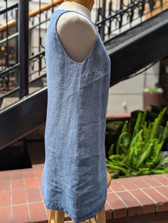 Velvet Nara Heavy Linen Dress in Indigo