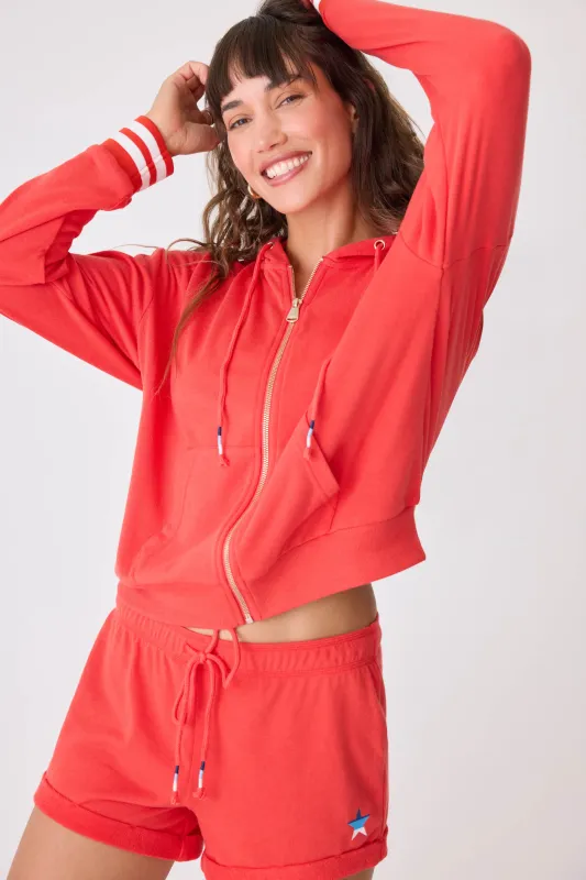 PJ Salvage American Honey Full Zip Hoodie in Ruby