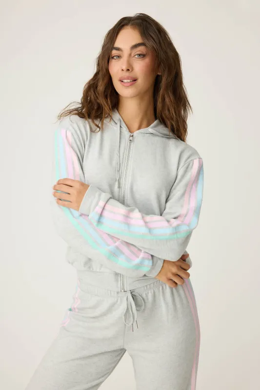 PJ Salvage Roll With it Full Zip Hoodie in Heather Grey