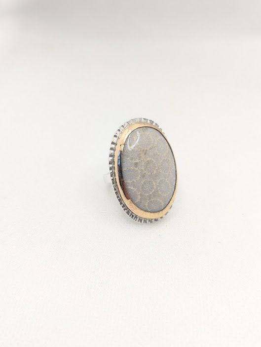 Savage Roots Stinson Ring in Fossil Coral