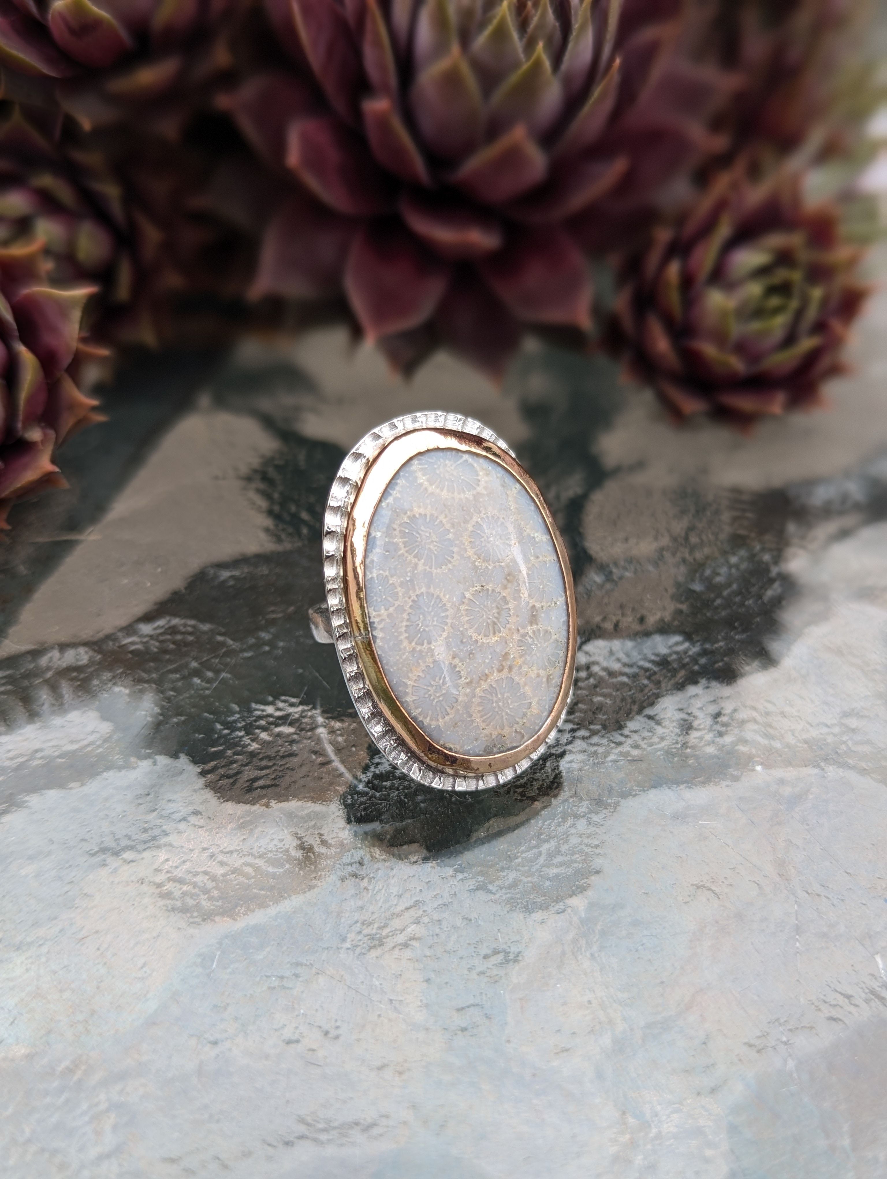 Savage Roots Stinson Ring in Fossil Coral