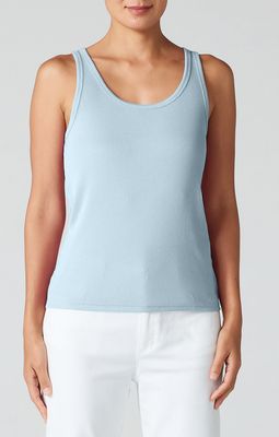 Eileen Fisher Organic Cotton Stretch Rib Scoop Neck Slim Tank in Pale Sky