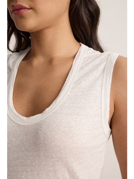 Velvet Anca Linen Knit Sleeveless Top in White