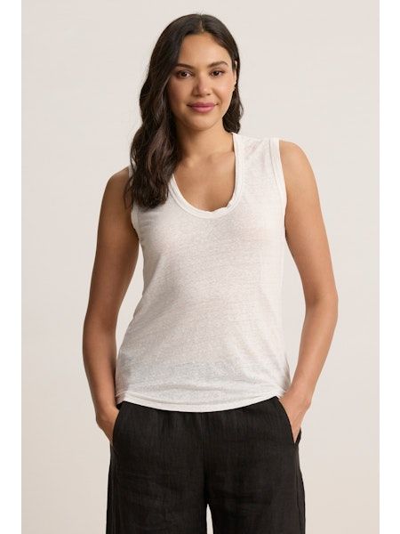 Velvet Anca Linen Knit Sleeveless Top in White