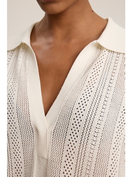 Velvet Mila Pointelle Lace Cotton Dress in White