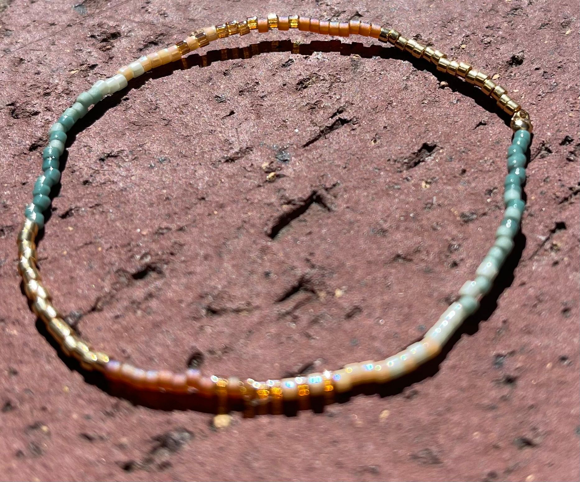 Mayana Beaded Miyuki Stretch Bracelet in Peach