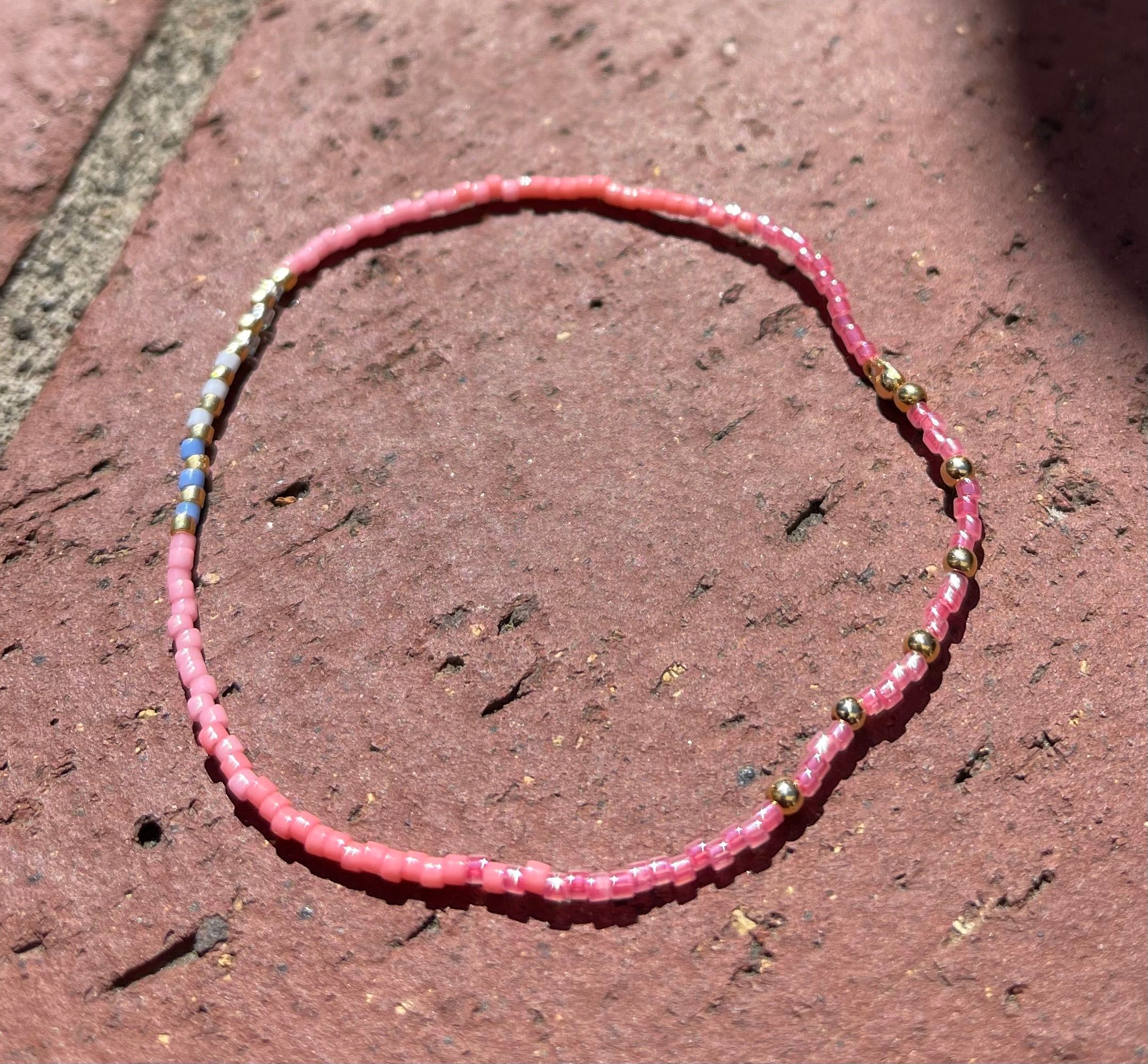 Mayana Beaded Miyuki Stretch Bracelet in Pink