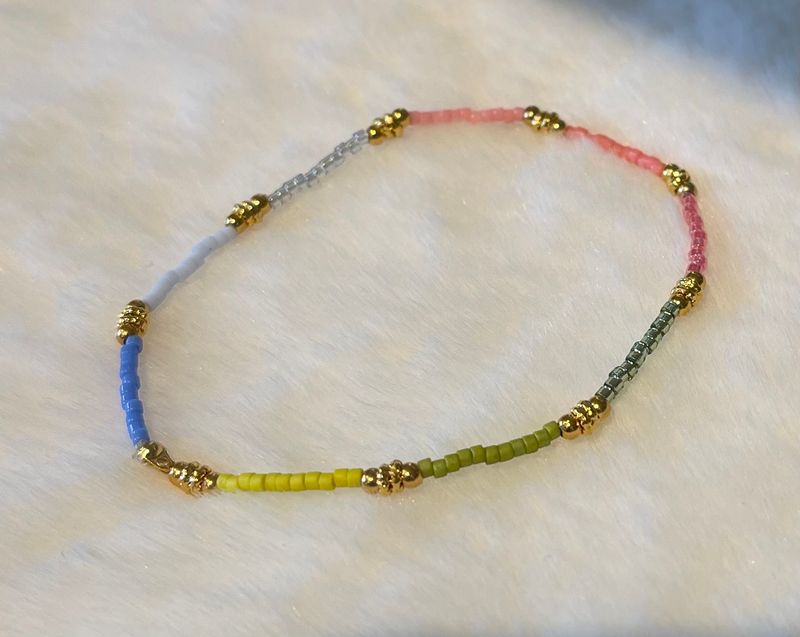 Mayana Beaded Miyuki Stretch Bracelet in Citron