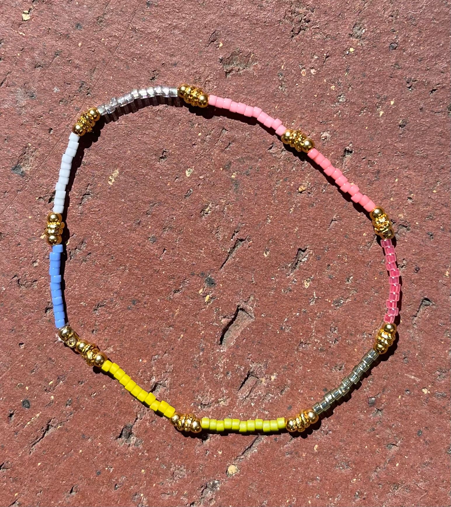 Mayana Beaded Miyuki Stretch Bracelet in Citron