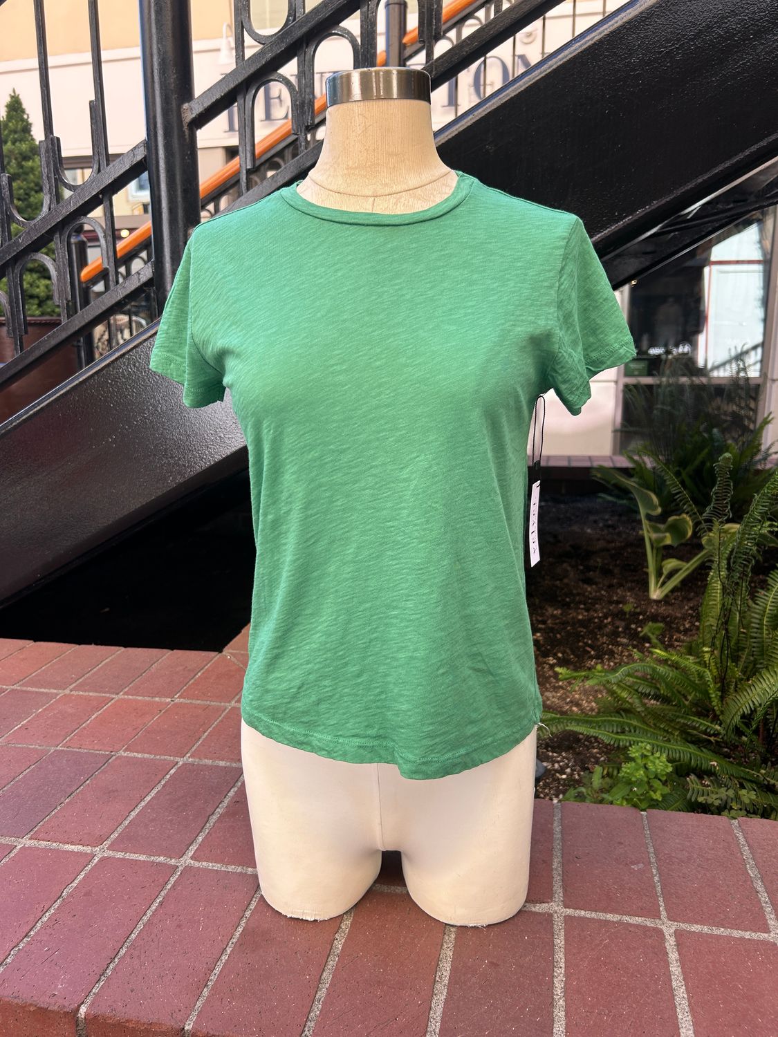 Velvet Sierra Cotton Slub Tee in Emerald
