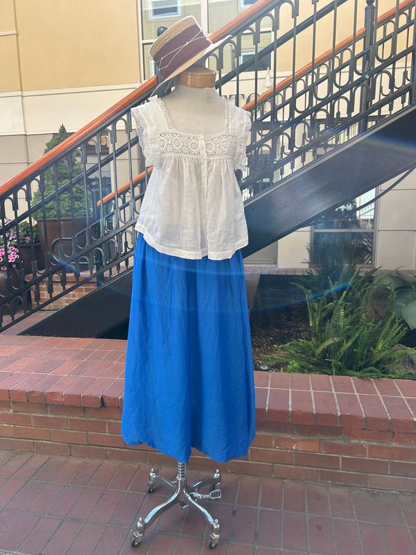 Velvet Ines Silk Cotton Voile Skirt in Lapis Velvet Ines Silk Cotton Voile Skirt in Lapis