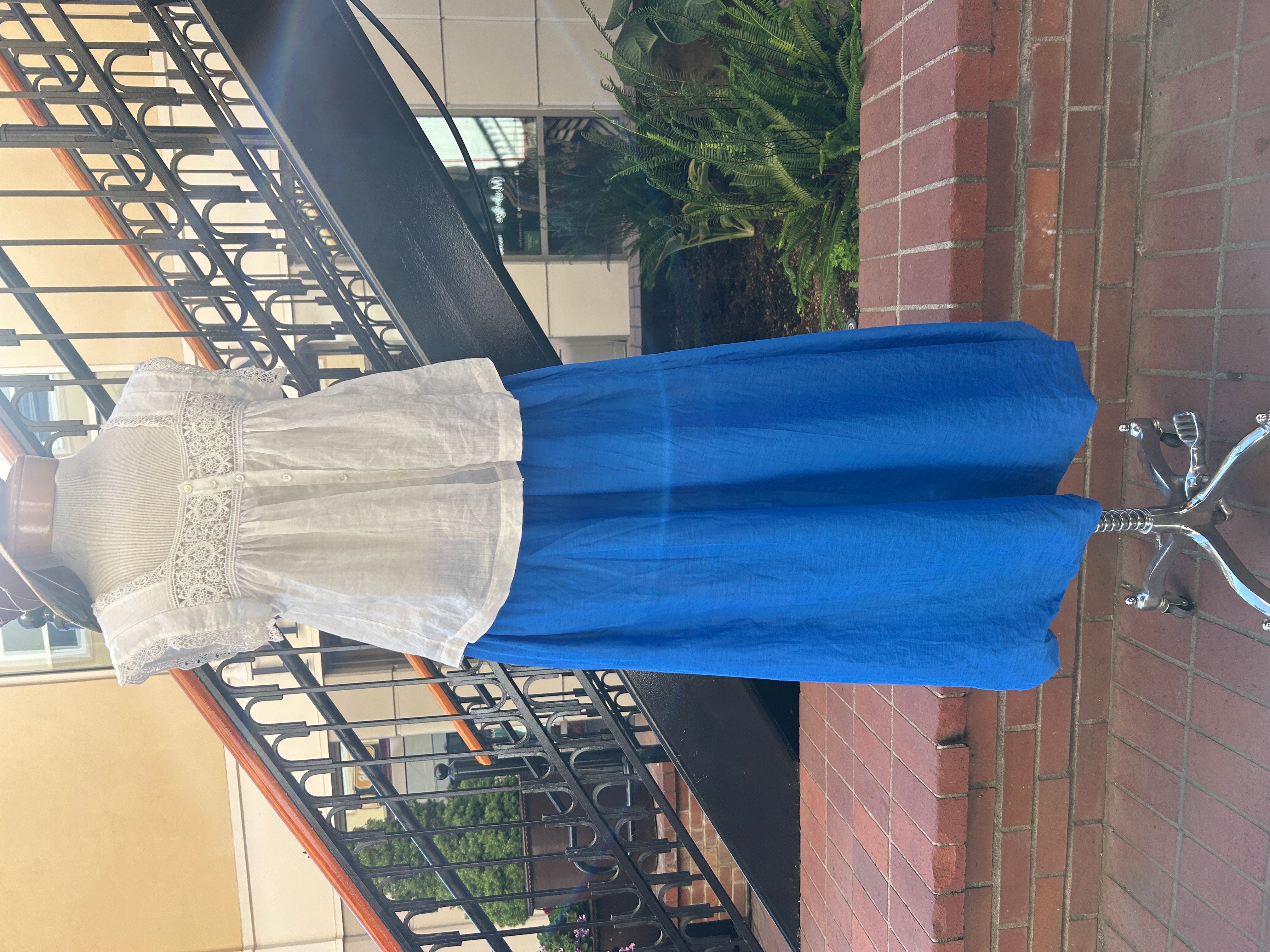 Velvet Ines Silk Cotton Voile Skirt in Lapis
